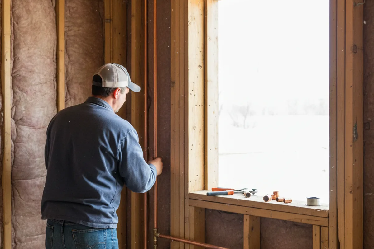 Licensed plumber running new copper supply lines in a Williston home